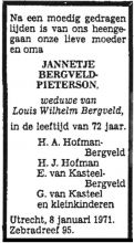1971 Overleden Jannetje Pieterson [1898 - 1971]  